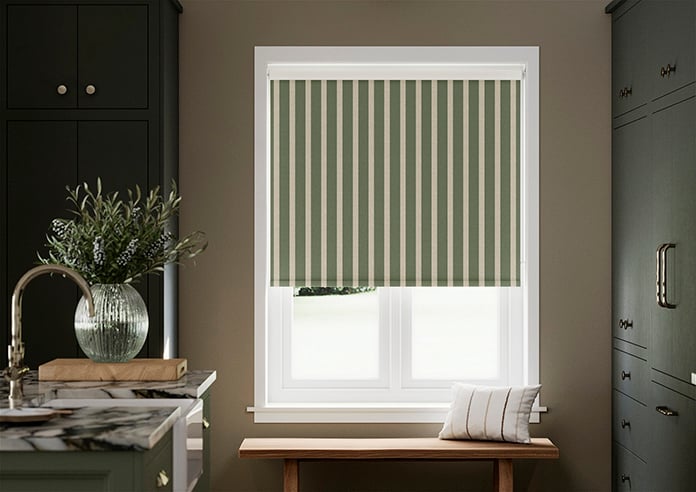 Emily Bond Parasol Stripe, Fern Green - Roller Blind - Image 3